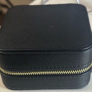 Black Jewelry Travel Case with Gold Zipper